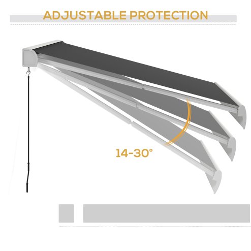 Outsunny 3 x 2.5m Electric or Manual Retractable Awning, Half Cassette, with Remote Controller, Manual Crank Handle and Aluminium Frame, Sun Canopies for Patio Deck Door Window, Grey