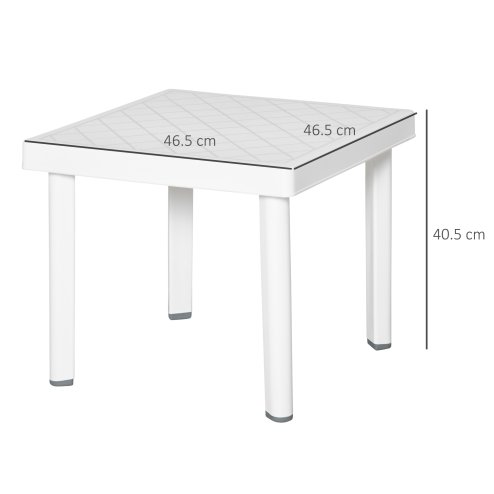 Outsunny Garden Side Table Plastic Outdoor Square Coffee End Table for Drink Snack, White
