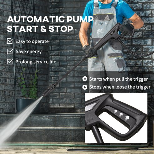 DURHAND 1800W High Pressure Washer, 150 Bar Pressure, 510 L/h Flow, High-Performance Portable Power Washer Jet Wash Cleaner with 6M Hose and Hose Reel for Garden, Car, Furniture, Blue