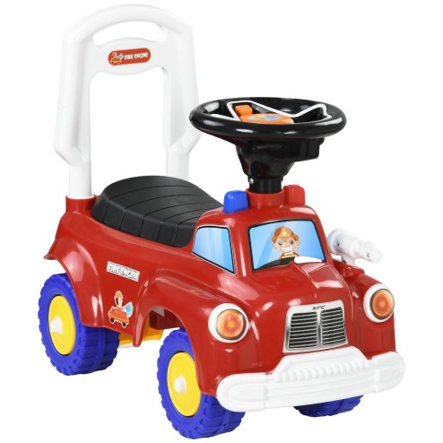 AIYAPLAY Ride On Car, Foot to Floor Baby Car with Under Seat Storage, Steering Wheel, Music, Light, Fire Truck Kids Car for Boys and Girls 1.5-3 Years Old, Red Image