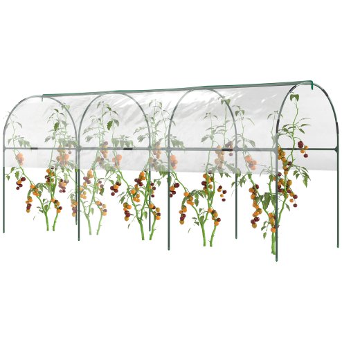Outsunny Tunnel Tomato Greenhouse with 4 Hoops and Top Tap, Pointed Bottom and Guy Ropes, 400 x 123 x 171 cm, Clear