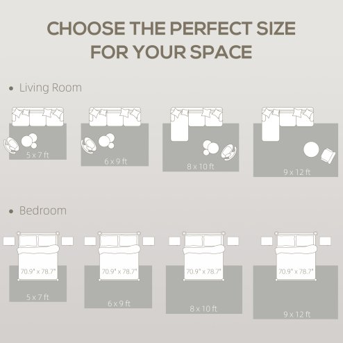 HOMCOM Modern Area Rug, Machine Washable Rug, Allergy-Friendly Floor Carpet for Living Room, Bedroom, Dining Room, Home Office, 170 x 120 cm, Cream White