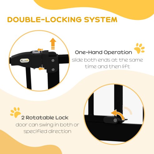 PawHut Pressure Fit Dog Stair Gate No Drilling Safety Gate Auto Close for Doorways, Hallways, 74-87cm Adjustable, 78cm Tall, Black