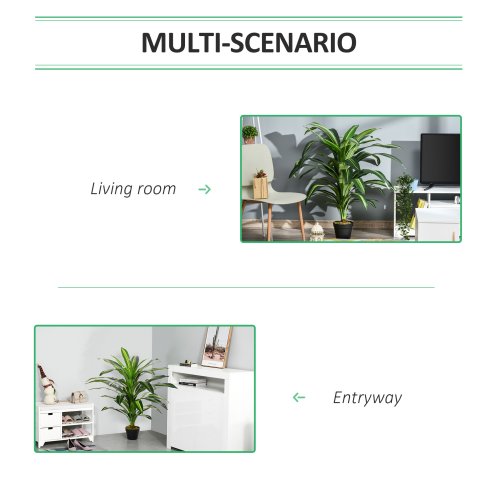 Outsunny 110cm/3.6FT Artificial Dracaena Tree Decorative Plant 40 Leaves with Nursery Pot, Fake Tropical Tree for Indoor Outdoor D??cor