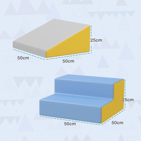 HOMCOM Soft Play Set, 2 Piece Kids Climb and Crawl Foam Play Activity Toys, Soft Play Equipment for Toddlers 12-36 Months, Grey