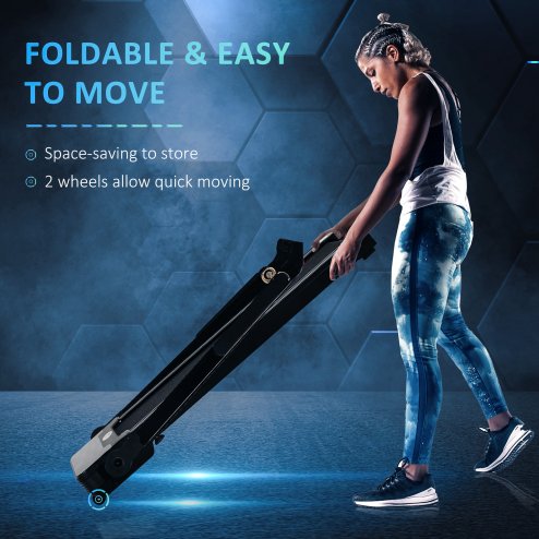 HOMCOM Folding Treadmill, 1.85HP Installation-Free Walking Jogging Running Machine, 12KM/H with 12 Pre-Programs and LED Display for Home Gym Office