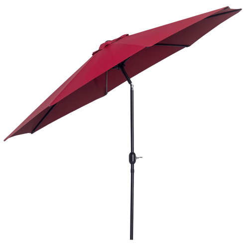 Outsunny 3(m) Garden Parasol Umbrellas, Outdoor Sun Shade with 8 Ribs, Tilt and Crank Handle for Balcony, Bench, Garden, Wine Red