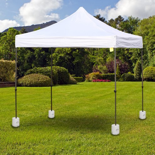 Outsunny 4 Pack 36 kg Gazebo Weights, Canopy Tent Weights with Rapid Clip, Gazebo Leg Weights Fill with Sand or Water, White Image