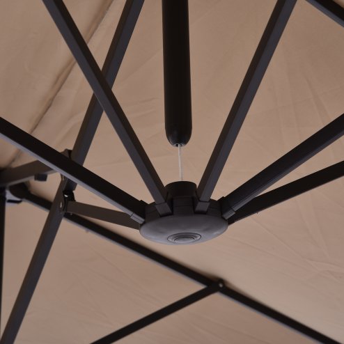 Outsunny 4.6m Large Garden Parasol Double-Sided Sun Umbrella Patio Market Canopy Shade Outdoor Tan - NO BASE