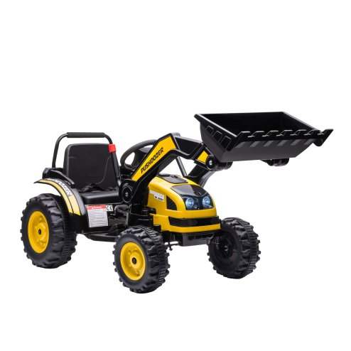 HOMCOM 6V Electric Kids Ride On Digger Excavator Construction Tractor Music Headlight for 3-5 years Yellow Image