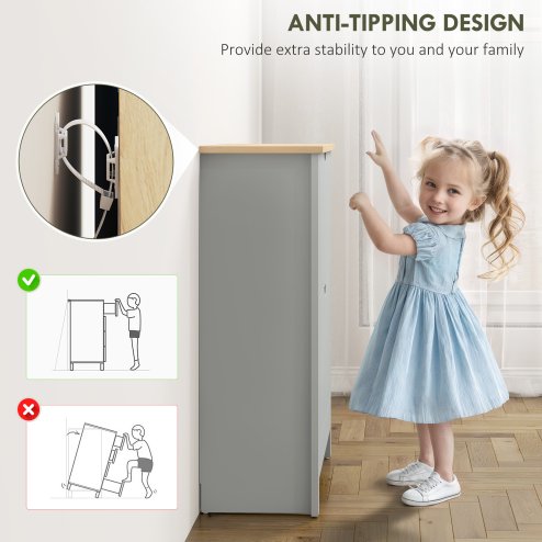 HOMCOM Narrow Shoe Cabinet, Space Saving Shoe Storage Cabinet with 2 Flip Drawers and Adjustable Shelves for 6-12 Pairs of Shoes for Hallways and Living Room, Light Grey