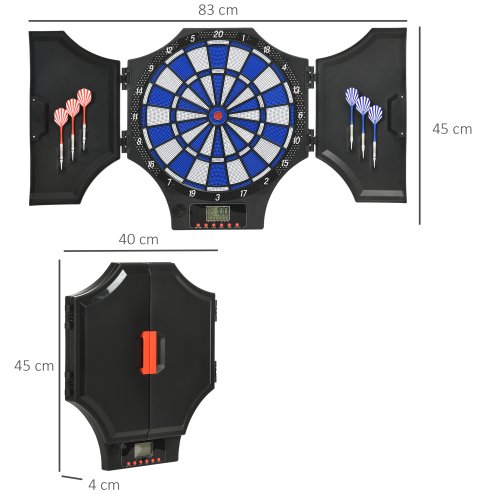 SPORTNOW Electronic Dartboard Set with 31 Games, 285 Programs, Cabinet, 6 Soft Tip Darts, 6 Spare Tips, LCD Scoring Indicator for Party, Game Night, Gift