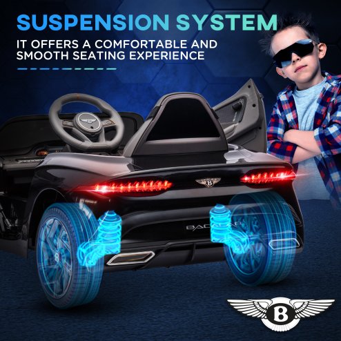 HOMCOM Bentley Bacalar Licensed, 12V Kids' Electric Ride-On with Remote Control, Battery Powered Electric Car for Kids with Suspension Wheels, Horn, Lights, for Ages 3-5 Years - Black
