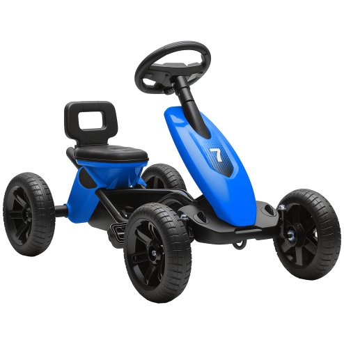 AIYAPLAY Pedal Go Kart for Kids, Children Ride-On Race Car with Silent EVA Tyres, for 2-5 Years, Blue