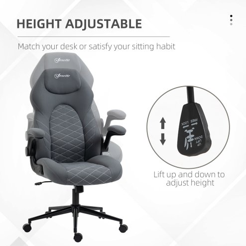 Vinsetto Gaming Chair, Office Desk Chair, Comfy Computer Chair with Adjustable Arms and Rolling Wheels for Home Work Study, Charcooal Grey