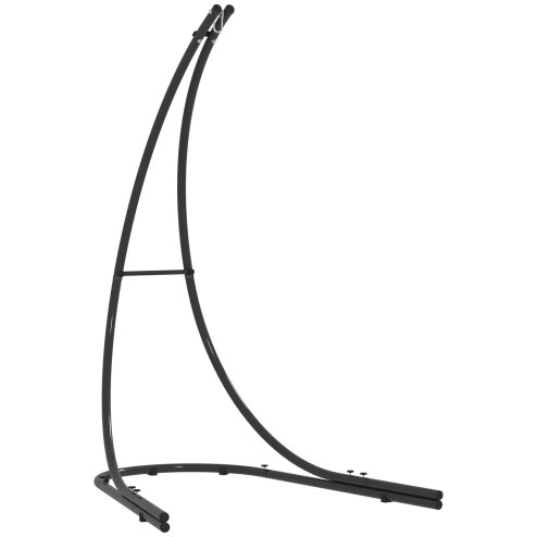Outsunny Hammock Chair Stand Only, Hanging Chair Stand with Extra Large Base, Heavy Duty Metal Single Hammock Egg Swing Frame for Indoor Outdoor, 150 KG Load Capacity, Black Image