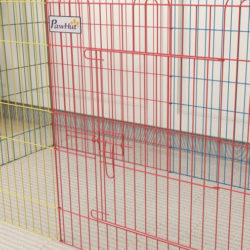 PawHut Dog Playpen Puppy Pen Metal Rabbit Run Pet Crate Fence w/ Door Indoor & Outdoor, 60H x 156cm
