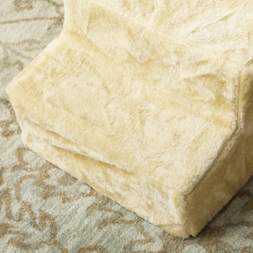 PawHut Dog Steps for Sofa, 3 Steps Dog Stairs, Pet Stairs, with Washable Plush Cover, for Small Breeds, Cats - Beige