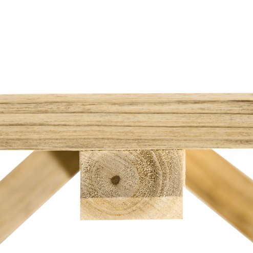 Outsunny Garden Rustic Wooden Bench Wheel-Shaped Legs Slatted Seat Stable Reinforced Structure Outdoor Patio Garden 2-Person Bench Seat - Natural Wood Effect