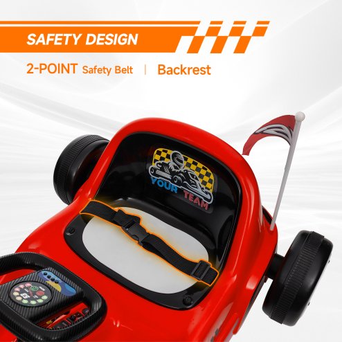 AIYAPLAY Electric Go Kart, 6V Battery Powered Kids Go Kart with Music, Light, Horn, Kids, Ride on Car for 3-5 Years, Red