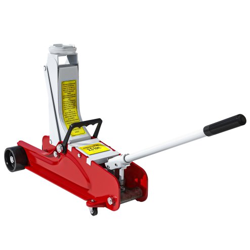 HOMCOM Hydraulic Low Profile Jack, Heavy Duty Steel Racing Car Jack Kit, Floor Jack with 2.5 Ton Capacity, 8-38cm Lifting Range, Red