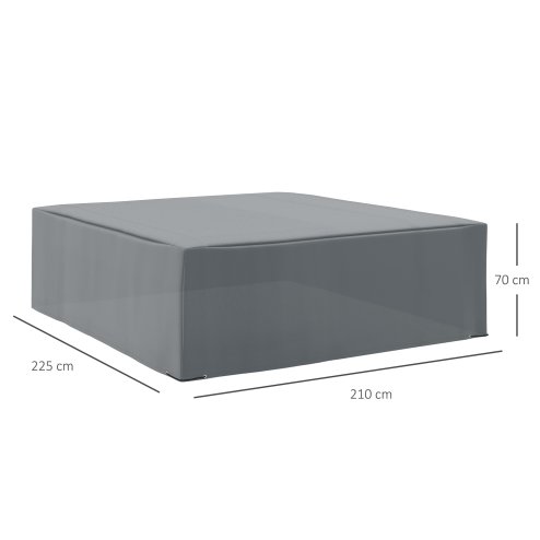 Outsunny 600D Oxford Outdoor Garden Furniture Sofa Set Cover, Waterproof Anti-UV Rattan Sun Lounger Protection Protector Cover, 225L x 210W x 70Hcm, Grey