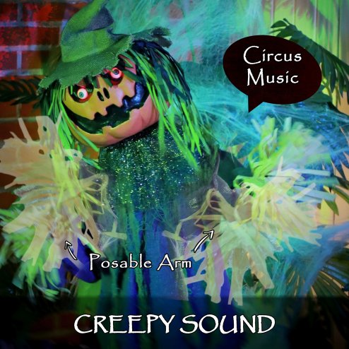 HOMCOM 106cm Pumpkin Outdoor Halloween Decoration, Halloween Animatronic with Sound Activated, Light Up Eyes, Music, Animated Prop for Haunted House