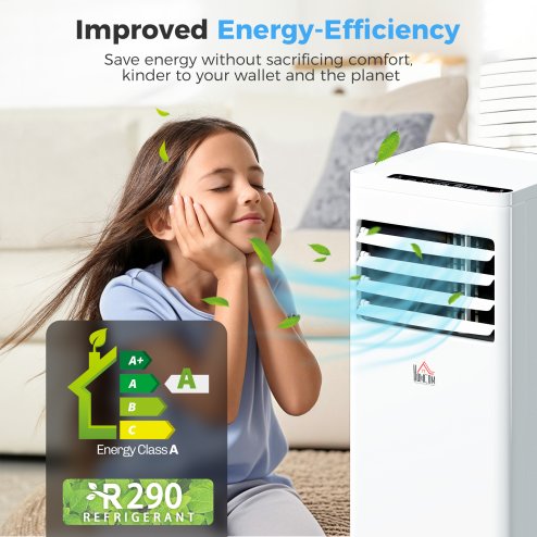 HOMCOM 5000 BTU Air Conditioning Unit, 3-in-1 Portable Air Conditioner, Dehumidifier, Cooling Fan with 2 Speeds, 24H Timer, Remote Control, Digital Display, Window Venting Kit, 18m²