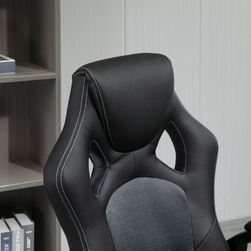 Vinsetto Gaming Chair Faux Leather Swivel Computer Racing Gamer Desk Chair for Home Office with Wheels, Gray