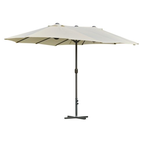 Outsunny 4.6m Garden Parasol Double-Sided Sun Umbrella Patio Market Shelter Canopy Shade Outdoor with Cross Base - Off White
