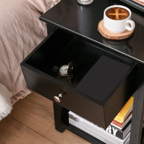 HOMCOM End Table, Sofa Side Table with Drawer X Bar Bottom Storage Shelf, Nightstand Bedside Table for Bedroom or Living Room