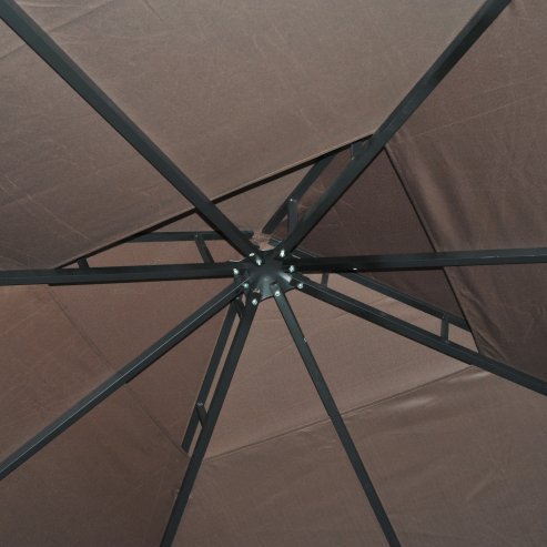 Outsunny 3 x 3 m Garden Gazebo Double-Roof Marquee Patio Wedding Party Tent Canopy Shelter with Sidewalls (Brown)