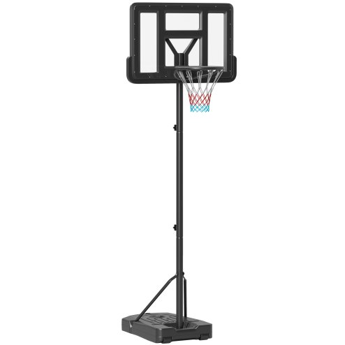 SPORTNOW Height Adjustable Basketball Hoop and Stand, Freestanding Basketball Stand, Net w/ Wheels, Enlarged Base, PE Backboard, 2-3.05m - Black