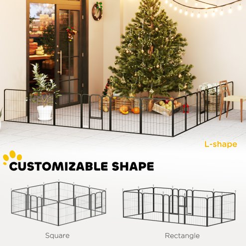 PawHut Dog Pen, 12 Panel Puppy Pen, Steel Dog Playpen, for Small Breeds, 60cm Tall, Black