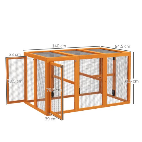 PawHut Wooden Chicken Run Hen Coop House Combinable Design Outdoor Use with Perches, for 1-3 Chickens, Ducks, 140 x 84 x 80cm
