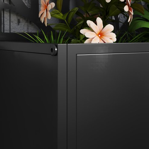 Outsunny Metal Garden Bed with Trellis, Wall Mounted or Freestanding Raised Planter with Privacy Panel, Two Big Trees Cut-out Privacy Screen with Planter Box for Climbing Plants, Flowers, Vegetables