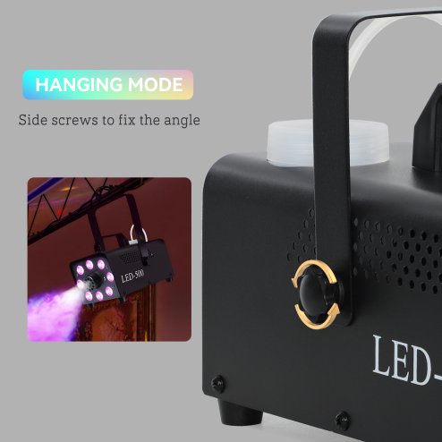 HOMCOM Smoke Machine with 3 RGB LED Lights, 13 Colours, 4 Effects, 450W 2000 CFM Fog Machine with Wired and Wireless Remote Control, for Halloween, Xmas, Wedding, Disco, Stage