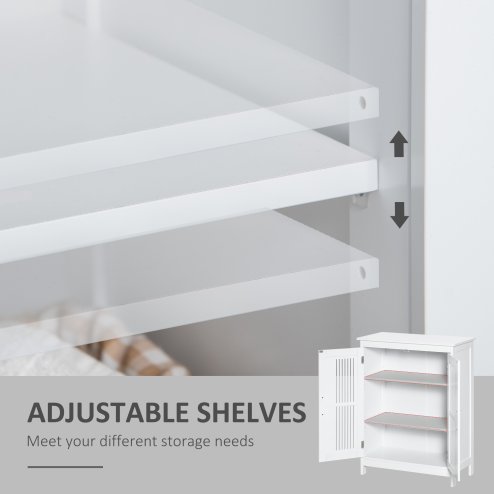 kleankin Narrow Bathroom Cabinet, Slim Bathroom Storage Unit with Adjustable Shelves, Freestanding Storage Cupboard 60 x 30 x 80 cm