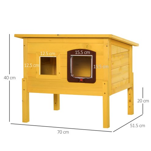 Pawhut Garden Wooden Cat House Outdoor Pet Play Home Waterproof Roof Kitty Shelter Kennel w/ith Door & Window
