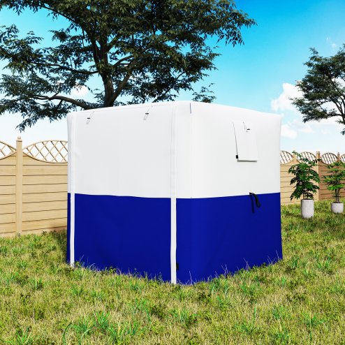Outsunny Pop Up Gazebo with Sides, 2m x 2m Easy 1 Person Setup Party Tent with Carry Bag, Stakes, Ropes, Folding Multifunctional Instant Shelter, Dark Blue and White