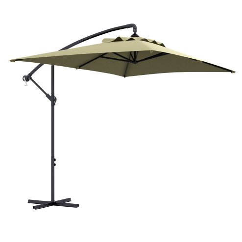 Outsunny 3x2m Cantilever Parasol with Cross Base, Banana Parasol with Crank Handle and 6 Ribs, Rectangular Hanging Patio Umbrella for Outdoor Pool, Garden, Balcony, Beige