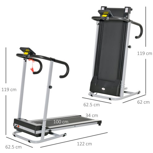 HOMCOM Electric Treadmill Walking Pad, 1-10km/h Folding Running Machine, Gym Fitness Exercise with LCD Monitor, Grey