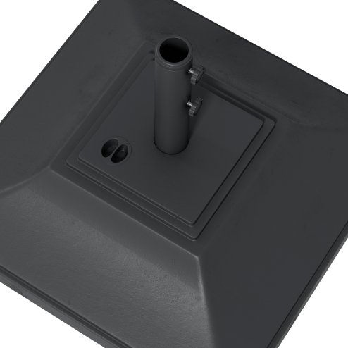 Outsunny Square Parasol Base with Wheels, 45kg Water or 60kg Sand Filled, Heavy Duty HDPE Umbrella Stand with Double Adjustable Knob, Fillable Parasol Stand for 38mm and 48mm Poles, Black
