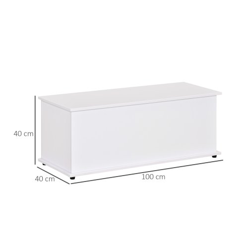 HOMCOM 113L Storage Chest, Storage Box with Flip-Top Lid and 2 Safety Hinges, Storage Trunk for Living Room, Entryway, 100 x 40 x 40 cm
