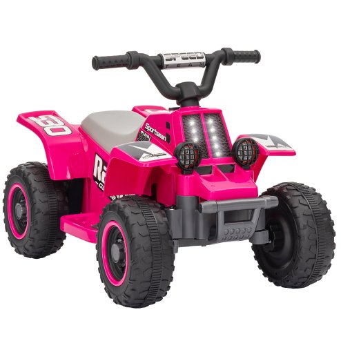 AIYAPLAY 6V Electric Car for Kids, Battery Powered Kids ATV, Quad Bike with Forward Backward, LED Headlights, for Ages 18-36 Months, Pink Image