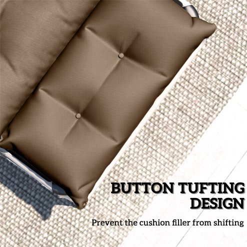 Outsunny Sun Lounger Cushions Only, 190x56x10cm Garden Lounge Chair Cushions Set of 2, UPF20+ 220gsm Fabric, Thick Sunbed Replacement Pads with 6 Ties, Khaki