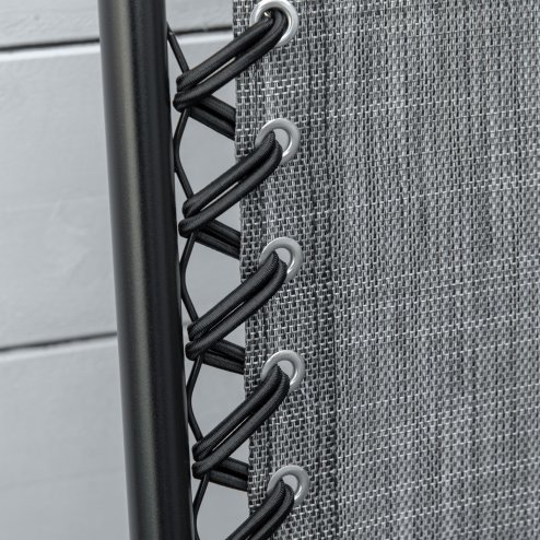 Outsunny Set of 2 Patio Folding Chair Set, Garden Portable Outdoor Chairs with Armrest and Breathable Mesh Fabric Seat and Backrest, for Camping, Beach, Deck, Lawn, Grey