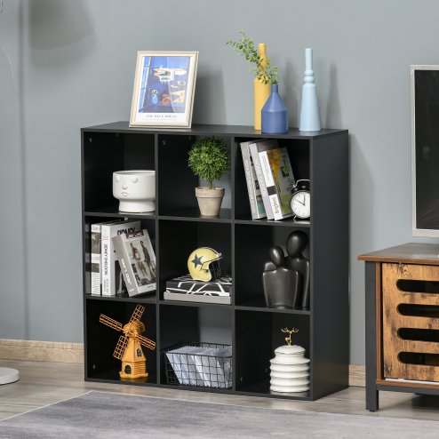 HOMCOM 3-tier 9 Cubes Storage Unit Particle Board Cupboard Bookcase Organiser Home Office Shelves