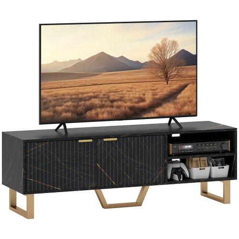 HOMCOM Marble Effect TV Unit, TV Stand Cabinet for up to 70