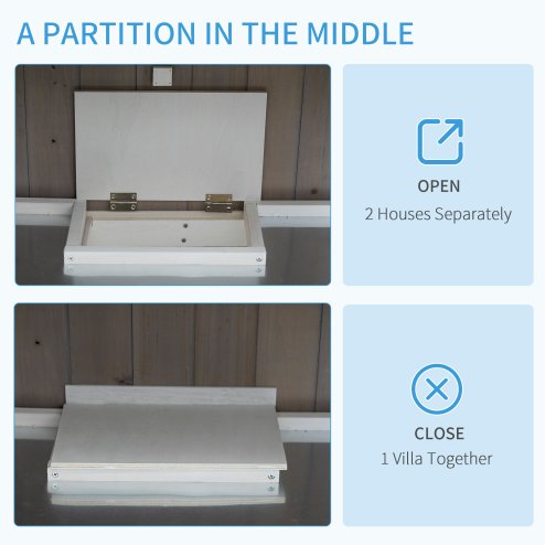 PawHut 4 FT Rabbit Hutch 2-Tier Wooden Bunny Cages Guinea Pig Hide House with Tray, Ramp and Wheel, Cover - Grey